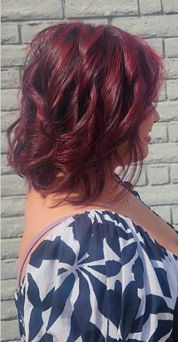 Vivid ruby red bob — Hair By Kim Pinkham Coronado CA